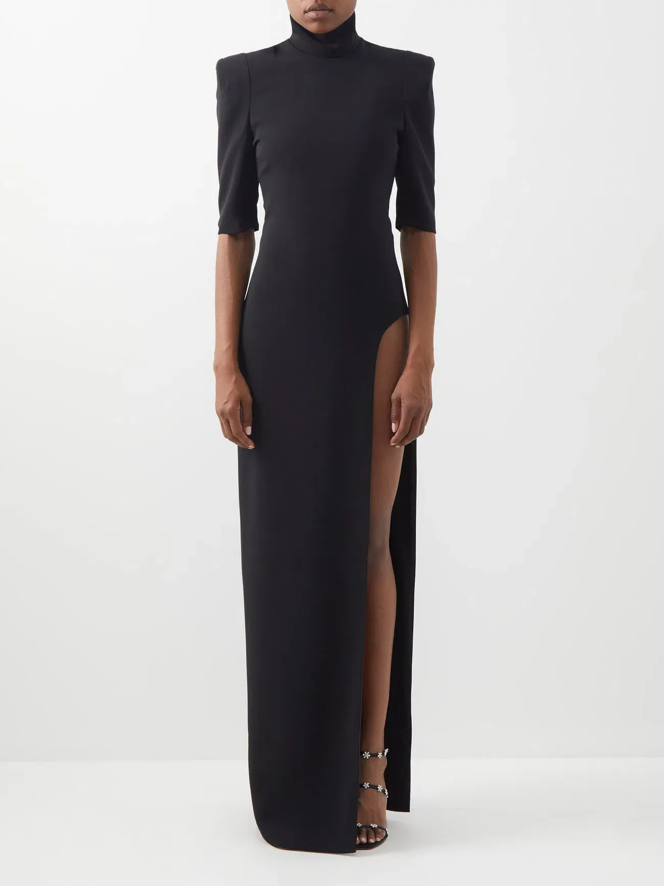 MONOT Turtleneck High Side Slit Dress Black - Image 2