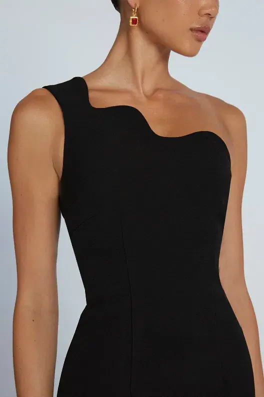 By Johnny Wave One Shoulder Mini Dress Black Size 10 - Image 2