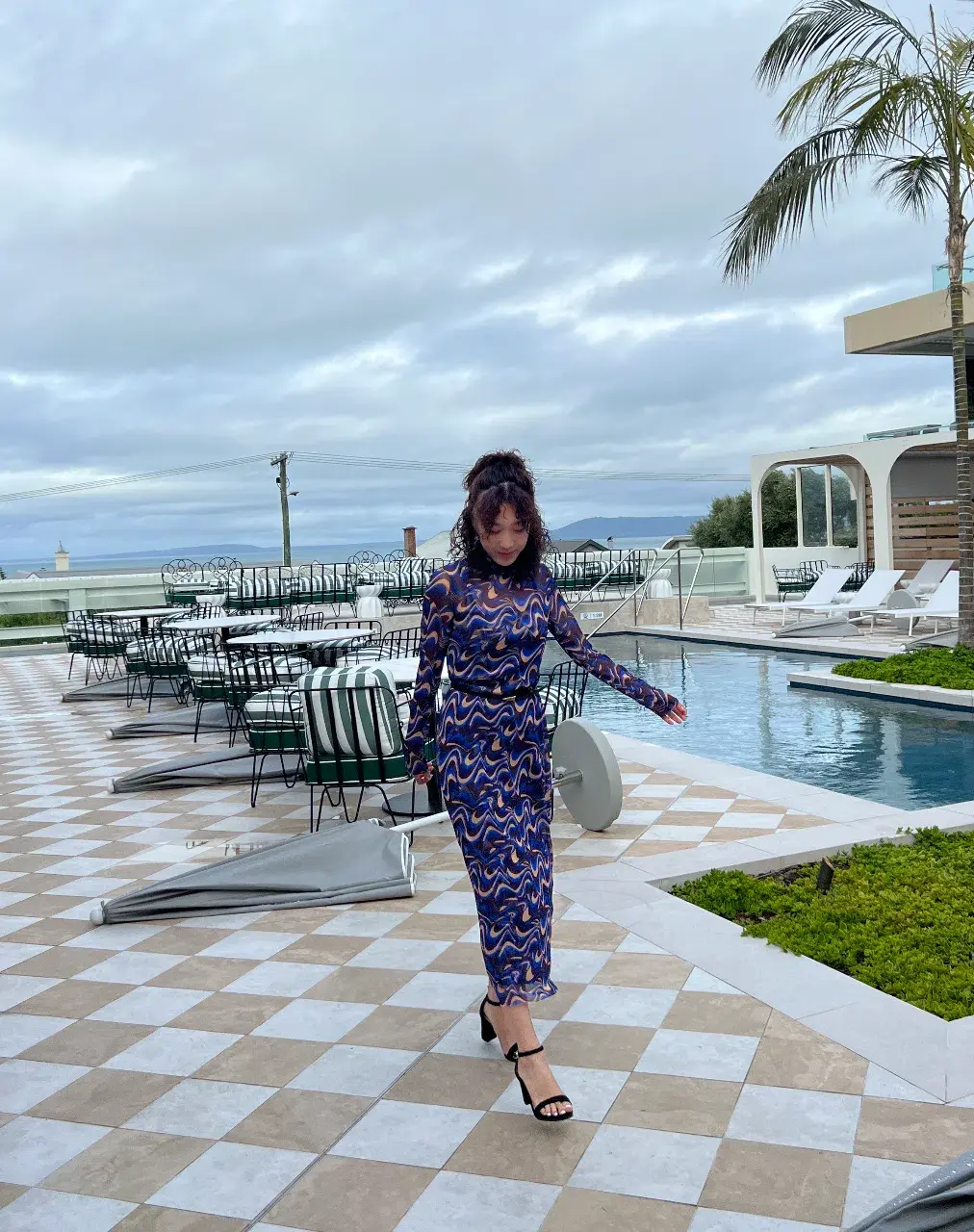 Scanlan Theodore Italian Wave Print Mesh Dress Print Size 6 for rent on The Volte - main image