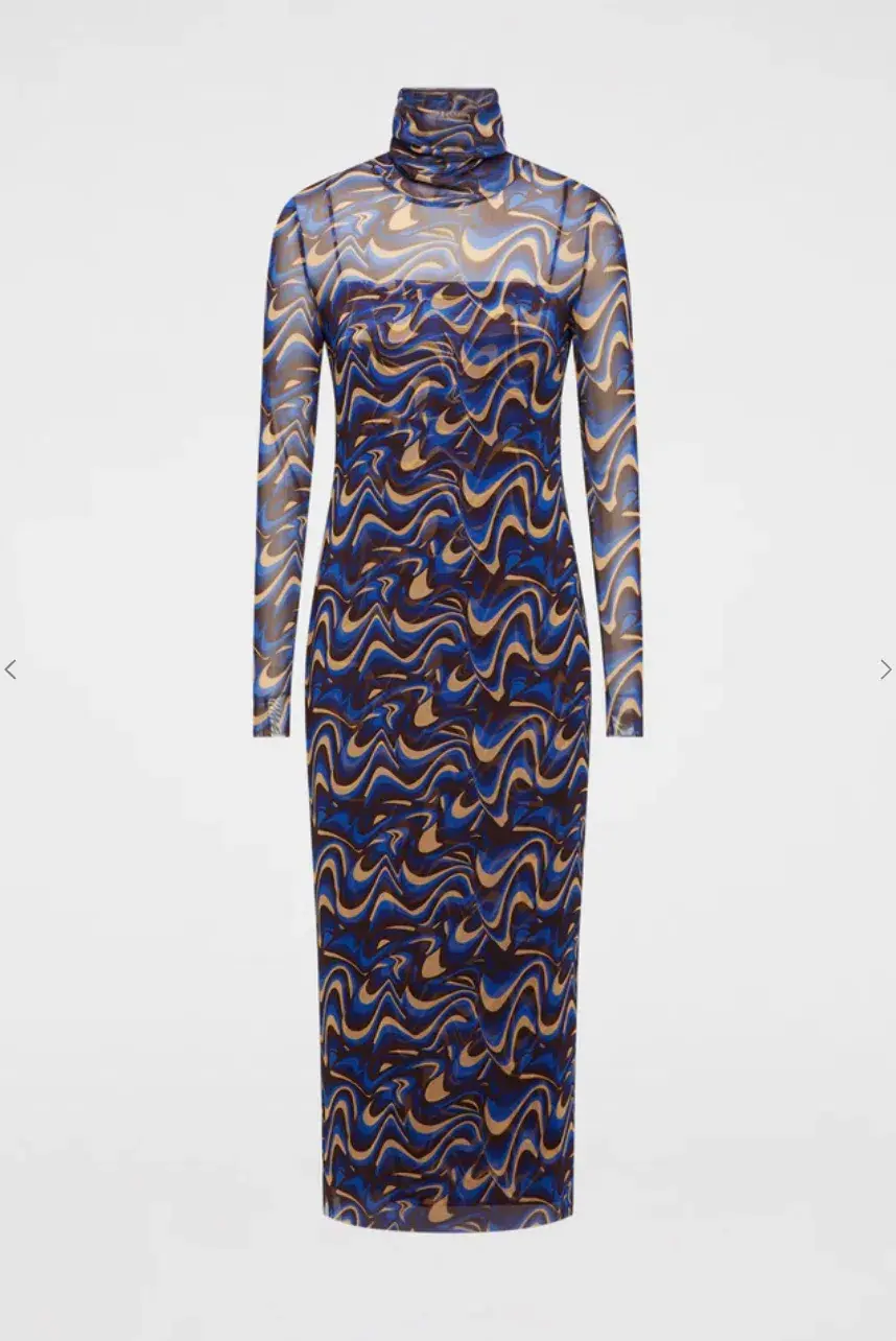 Scanlan Theodore Italian Wave Print Mesh Dress Print Size 6 - Image 3