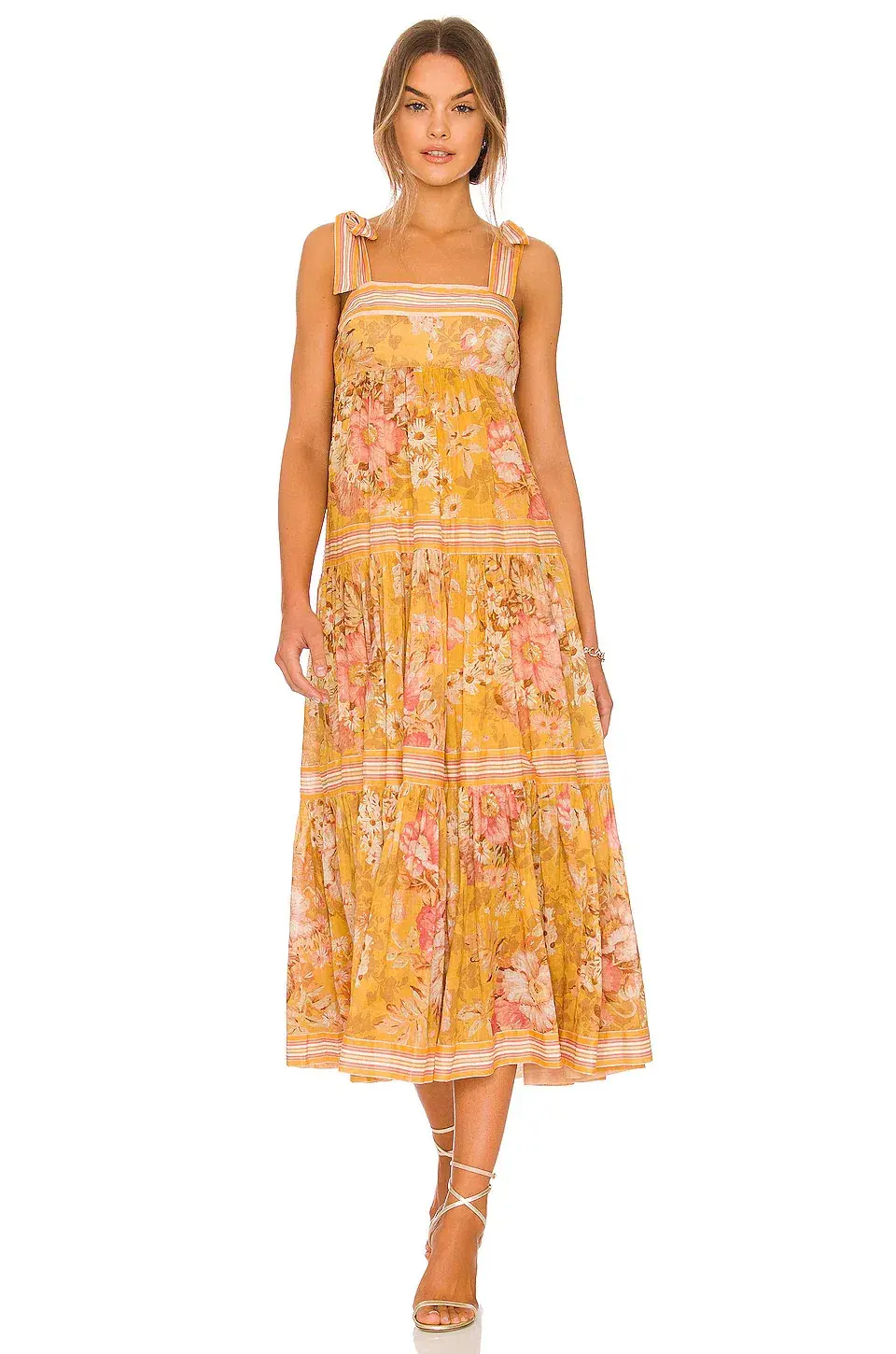 Zimmermann Pattie Tie Shoulder Midi Dress Floral Size 0 / Au 8 - Image 1