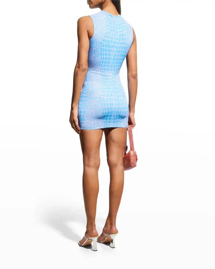 Alex Perry Dallon Blue Lilac Mini Dress Animal Print Size 10 - Image 2