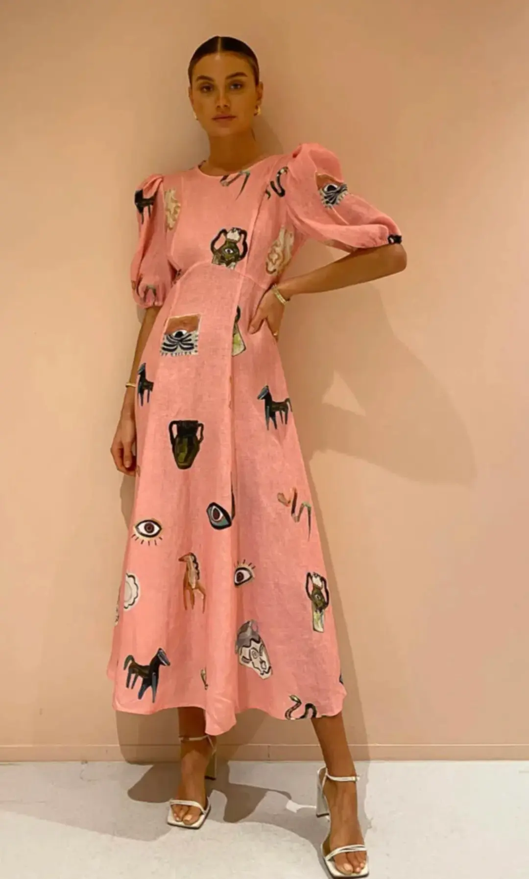 Alemais Cleo Midi Dress in Pink Size 10 for rent on The Volte - main image