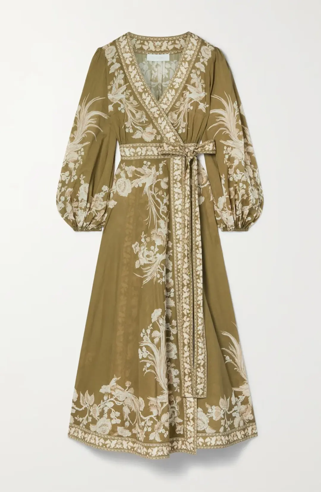 Zimmermann Cotton Voile Wrap Dress Green Print Size 3/AU 14 for rent on The Volte - main image