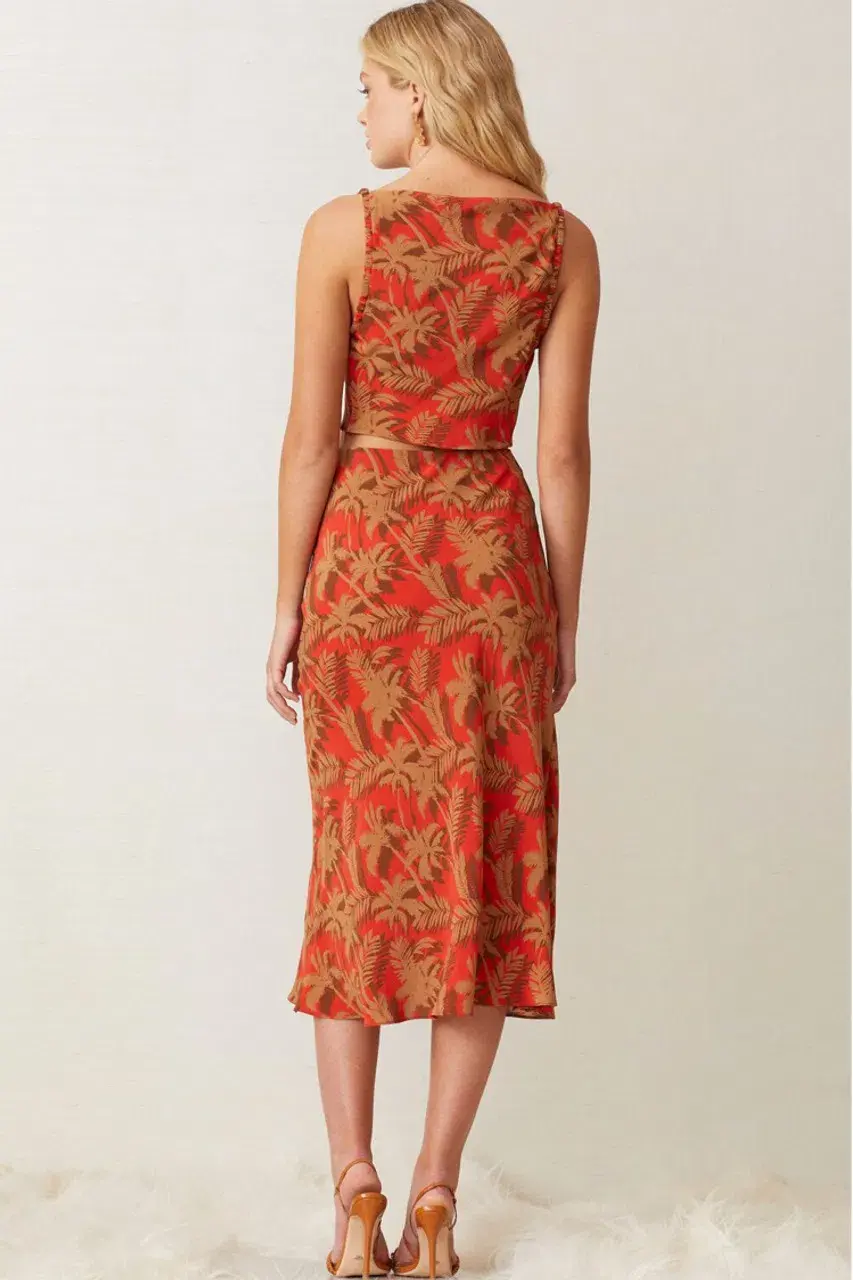 Bec & Bridge Shady Palm Set (top and skirt) Orange Size AU 8 for rent on The Volte - main image