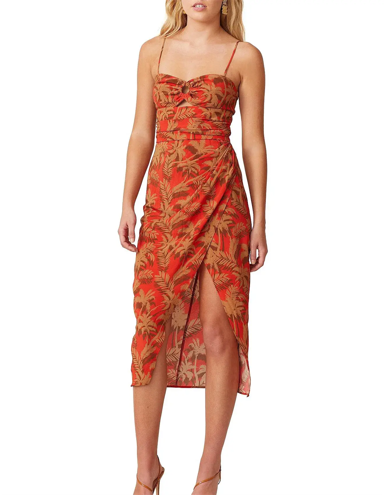 Bec & Bridge Shady Palm Dress Orange Size AU 8 - Image 1