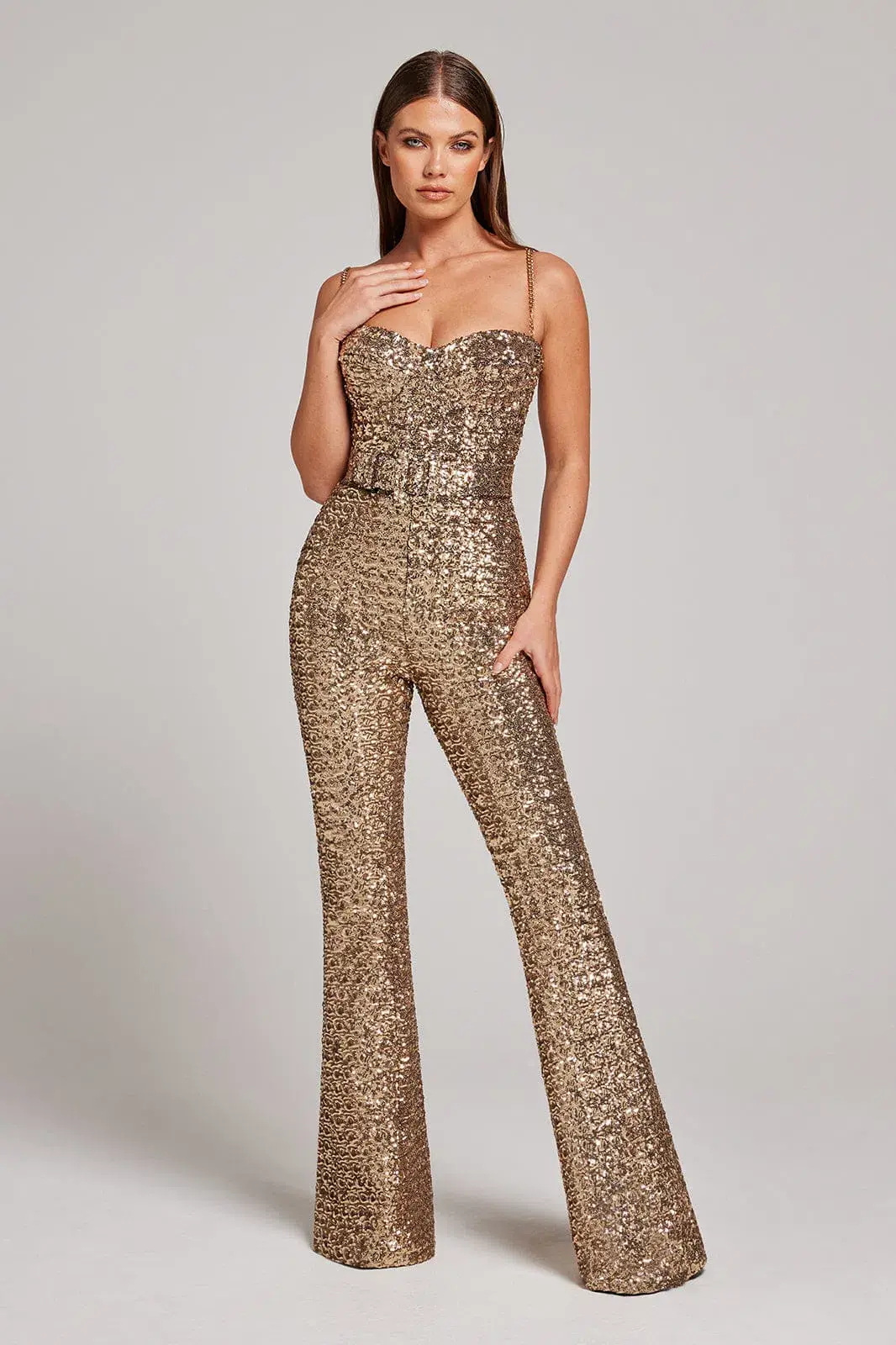 Nadine Merabi Lucinda Gold Jumpsuit Size AU 8 - Image 2