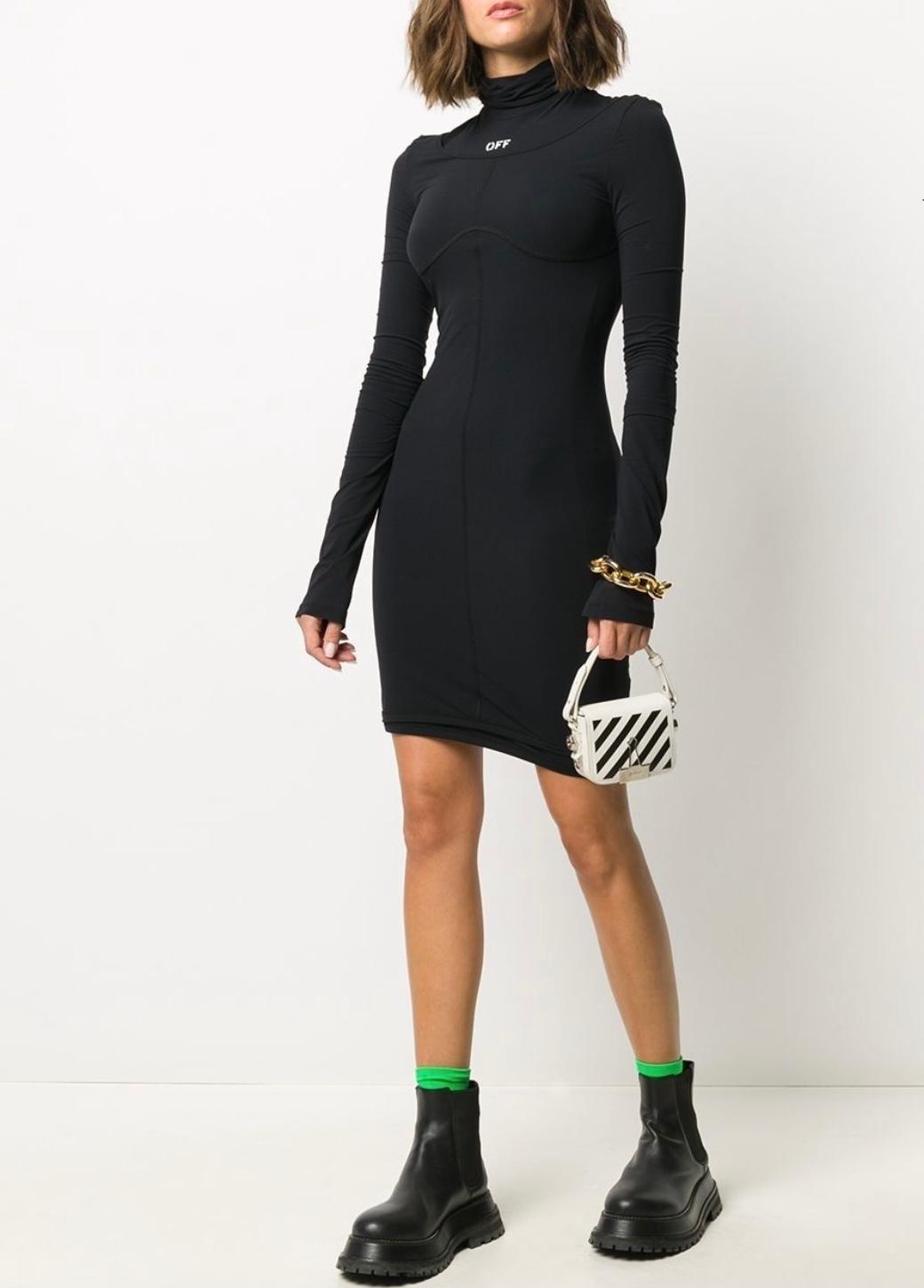 Off White Second Skin Mini Dress Black Size 6 - Image 1