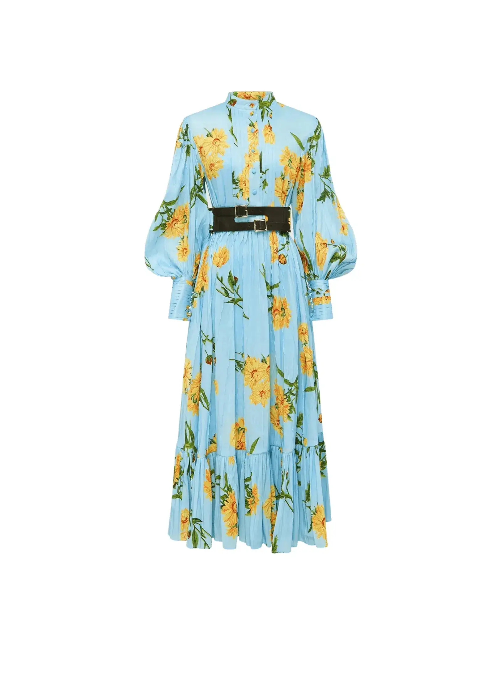 Leo Lin Marguerite Bleu Silk Linen Dress Marguerite Bleu Flora Size AU 12 - Image 2