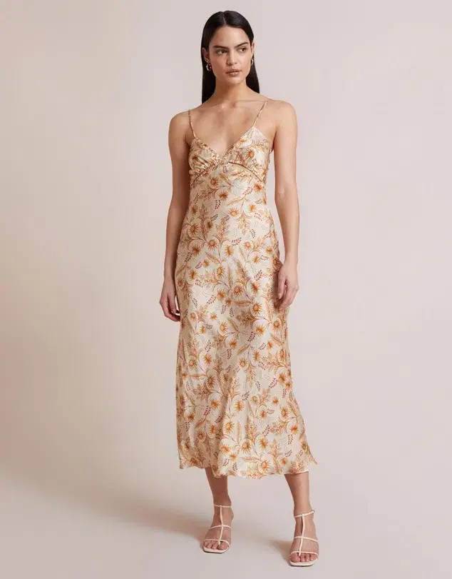 Bec & Bridge Fleetwood Midi Dress Floral Cream Size 10 - Image 1