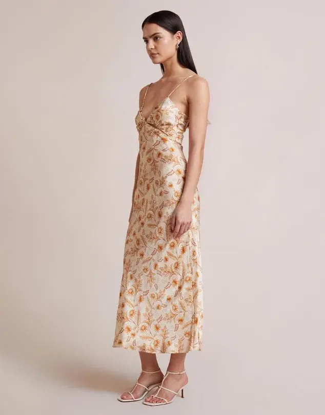 Bec & Bridge Fleetwood Midi Dress Floral Cream Size 10 - Image 2