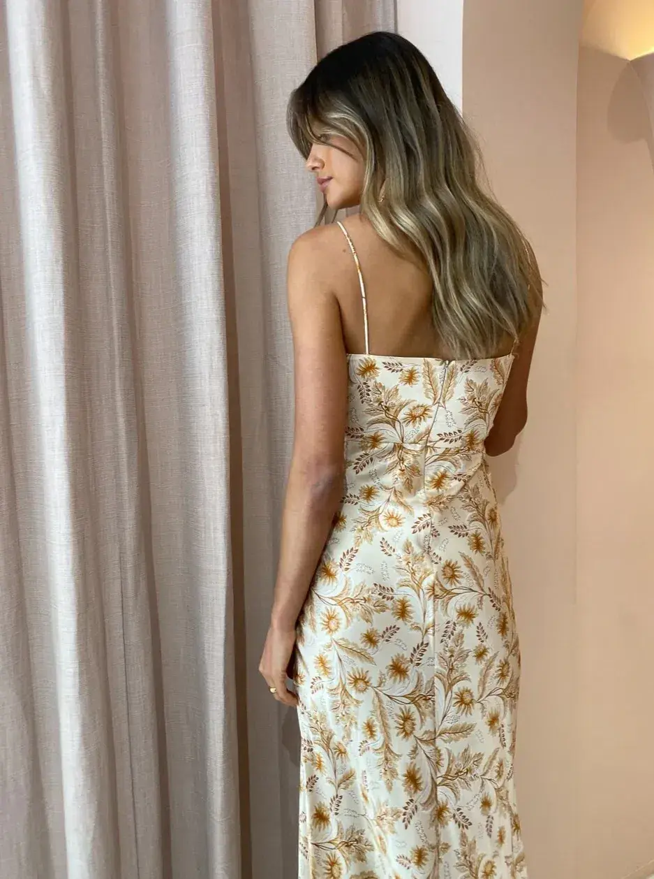 Bec & Bridge Fleetwood Midi Dress Floral Cream Size 10 - Image 4