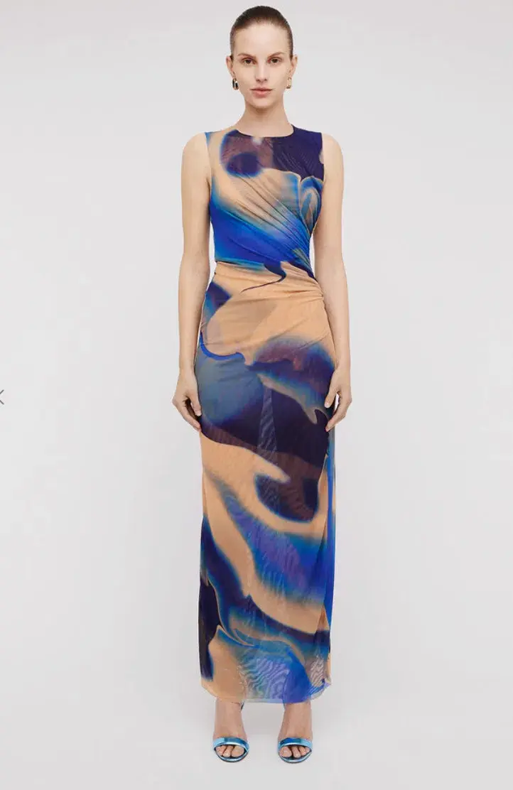 Scanlan Theodore Italian Watercolour Dress Blue Size 10 - Image 1