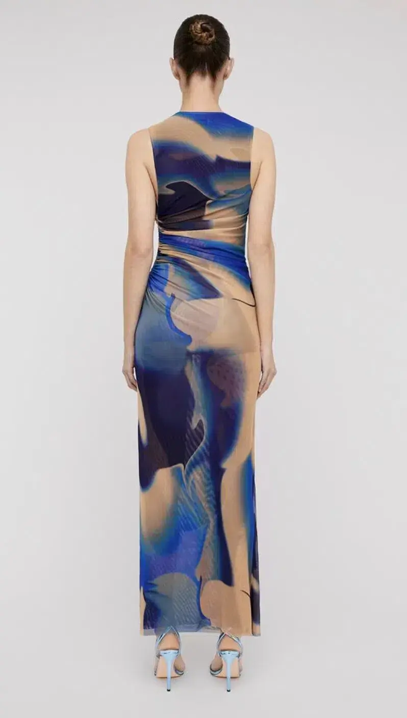 Scanlan Theodore Italian Watercolour Dress Blue Size 10 - Image 2