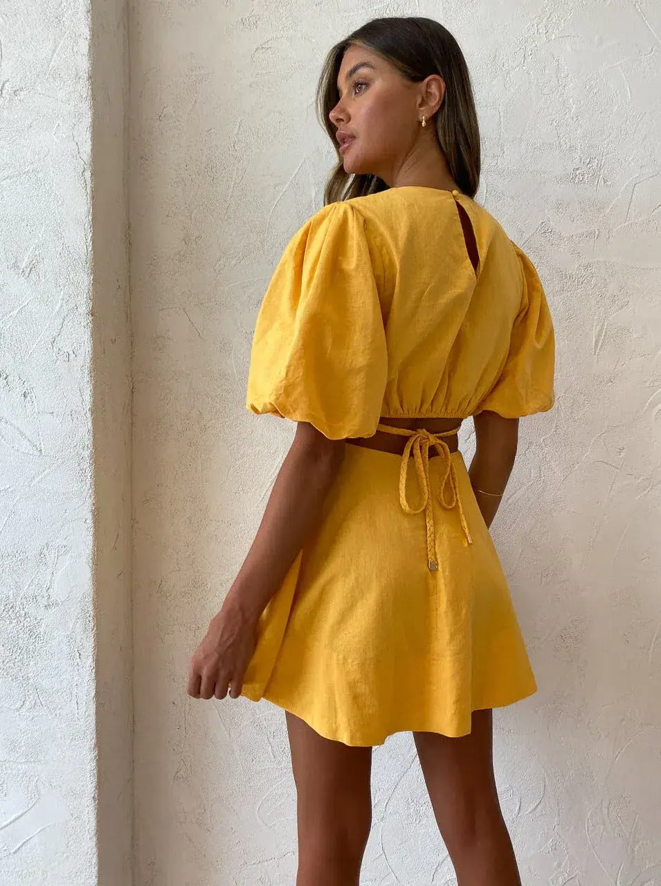 New Romantics Dolce Vita Short Sleeve Mini Dress Orange-Yellow Size 8 - Image 3