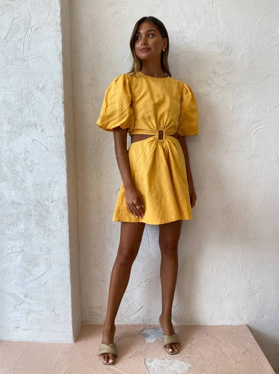 New Romantics Dolce Vita Short Sleeve Mini Dress Orange-Yellow Size 8 - Image 1