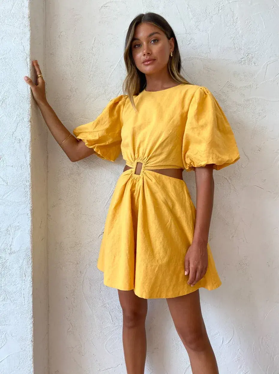 New Romantics Dolce Vita Short Sleeve Mini Dress Orange-Yellow Size 8 for rent on The Volte - main image
