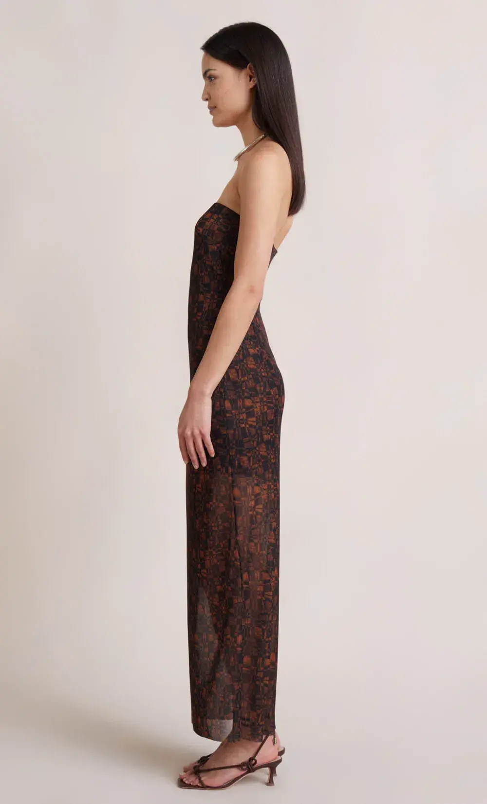 Bec & Bridge Checkmate Strapless Maxi Dress Print Size 12 - Image 4