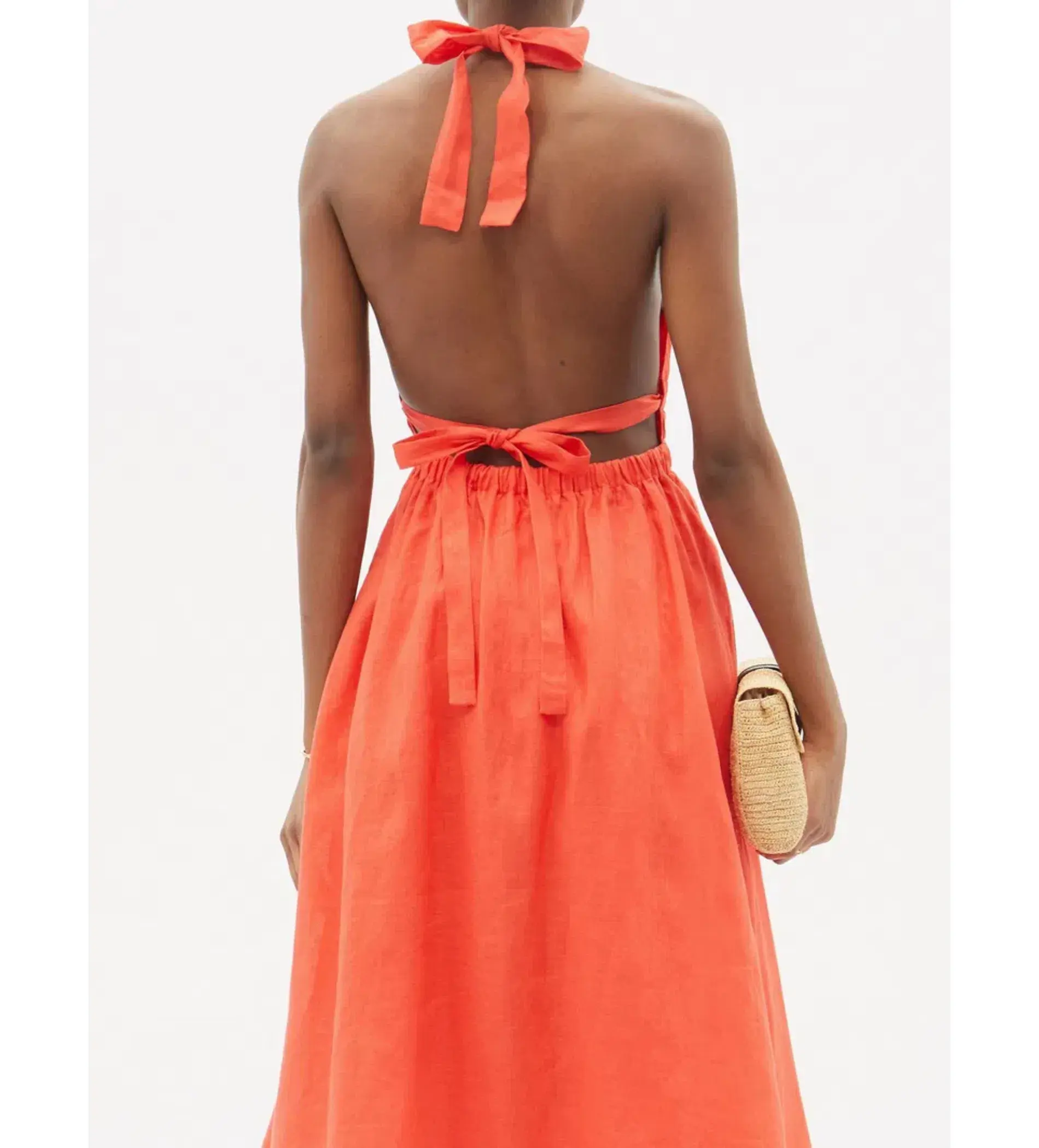 Zimmermann Shelly Halterneck Midi Dress Papaya Orange Size AU 6 - Image 3