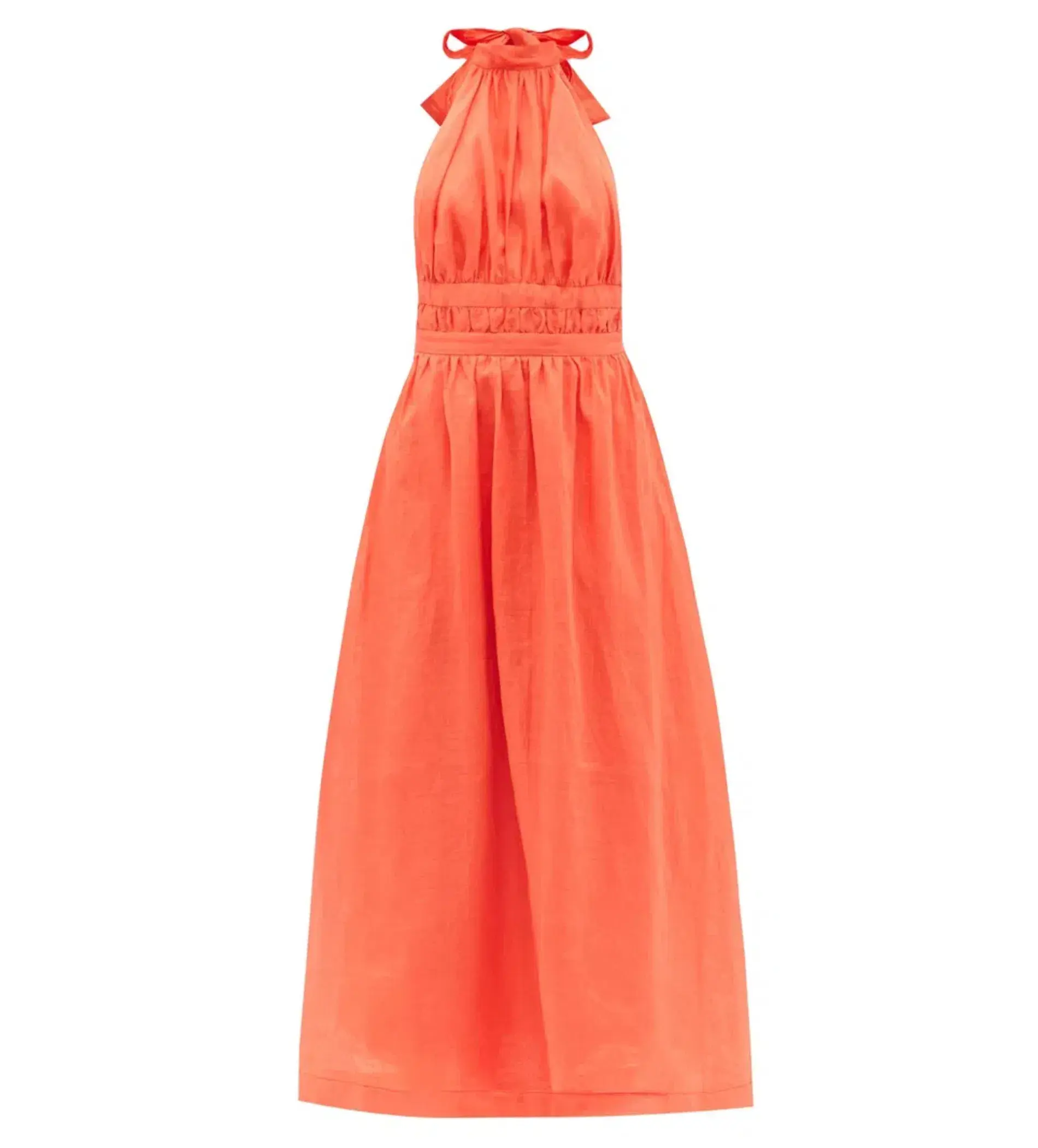 Zimmermann Shelly Halterneck Midi Dress Papaya Orange Size AU 6 - Image 4