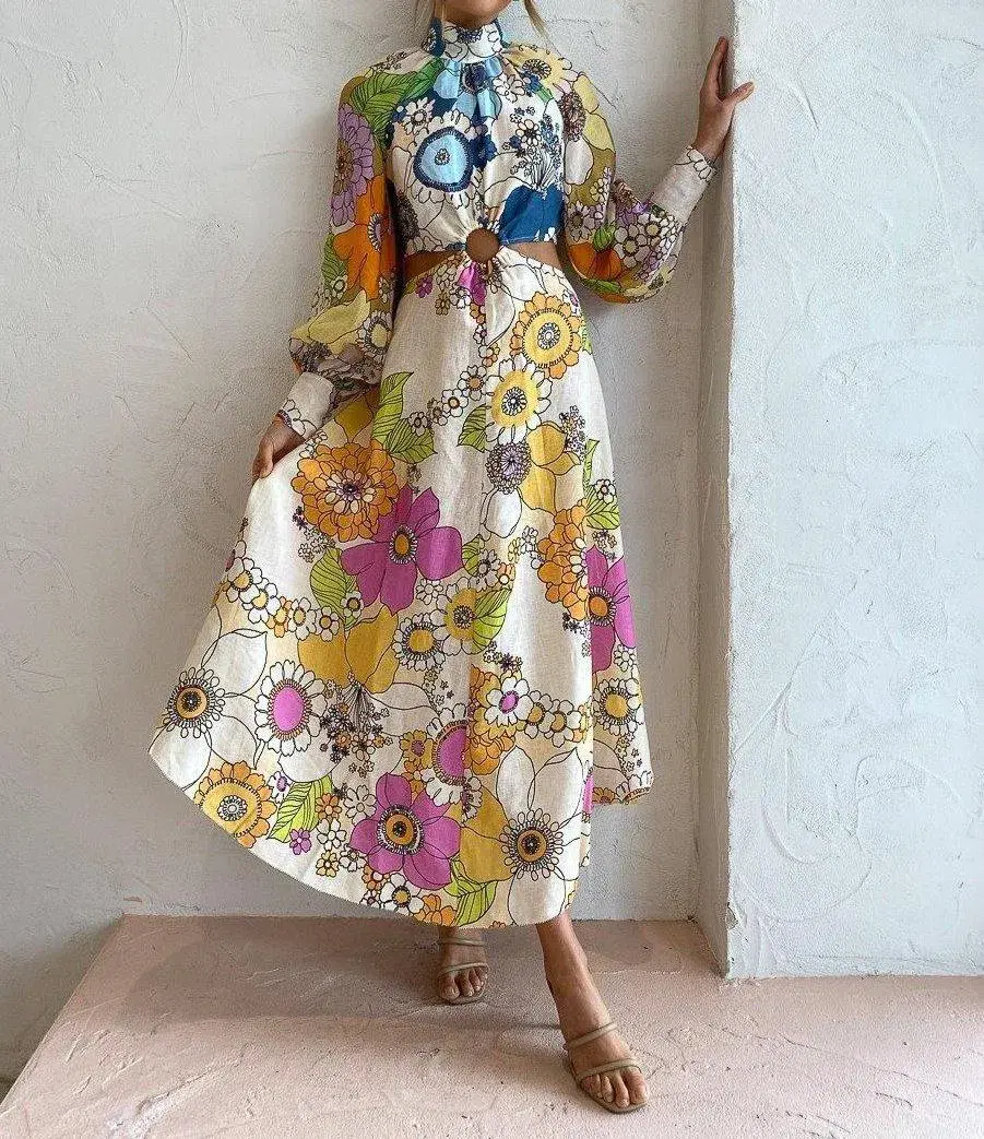 Alemais Farrah Cut Out Dress Floral Size 8 for rent on The Volte - main image