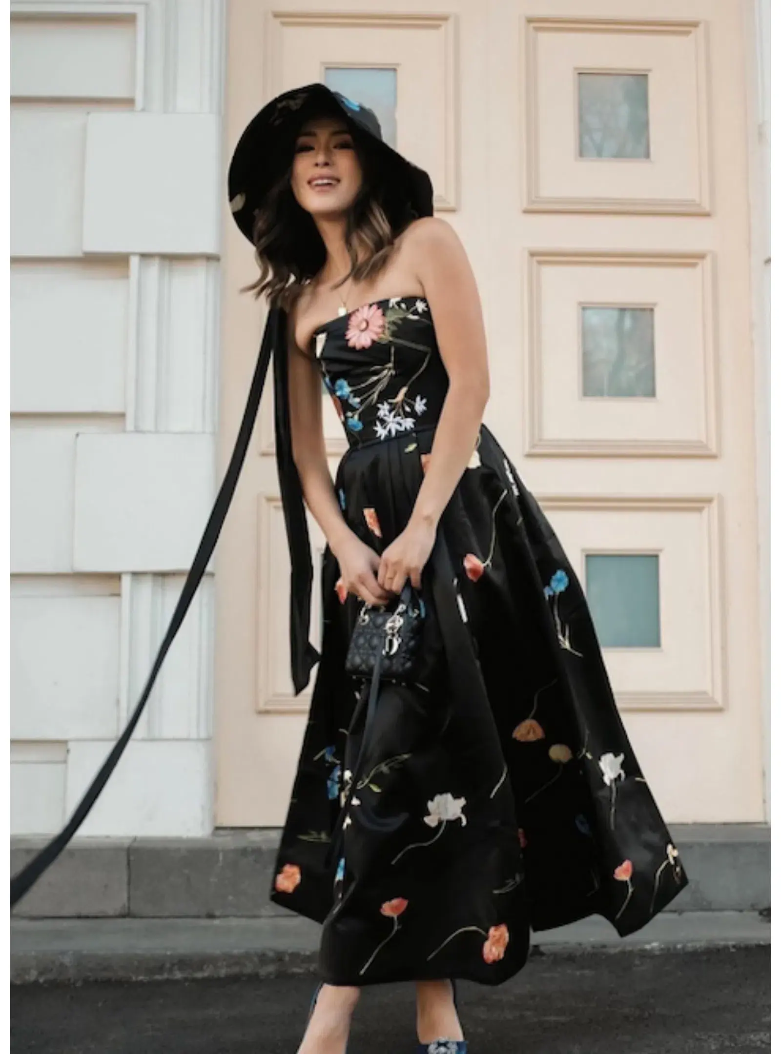 Leo Lin The Fields Embroidered Bustier Midi Dress Black Size AU 12 - Image 2
