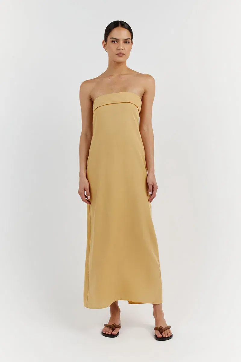 Dissh Kai Strapless Midi Dress Lemon Size 10 / M - Image 1