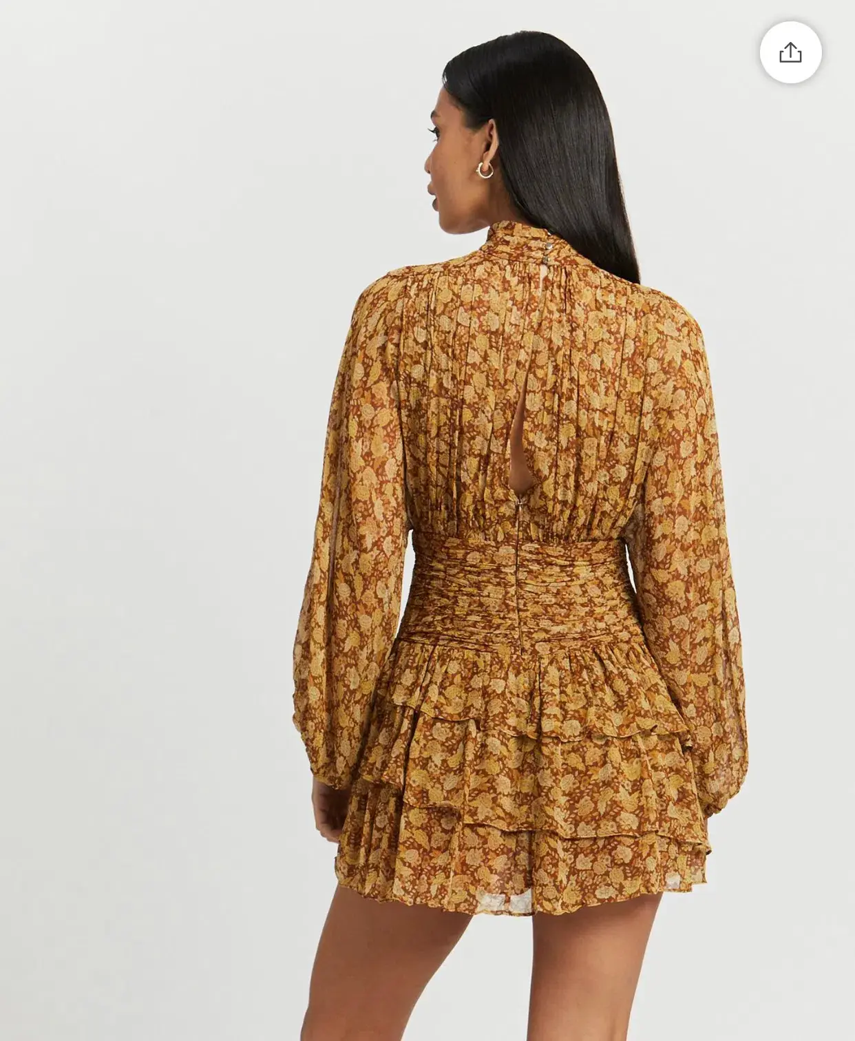 Shona Joy Sunset Long Sleeve Ruched Mini Dress Turmeric Size 10 / M - Image 3