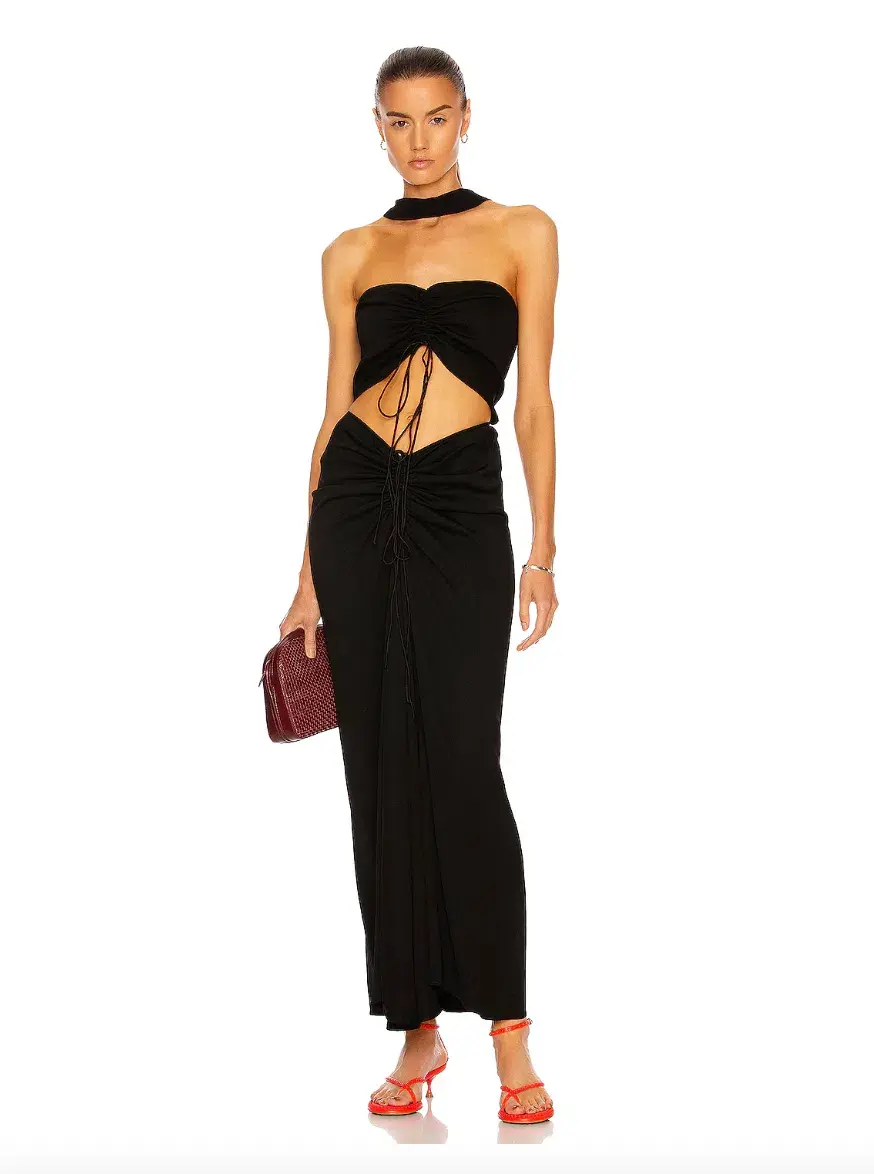 Christopher Esber Reversed Halter Disconnect Ruched Dress Black Size 8 - Image 1