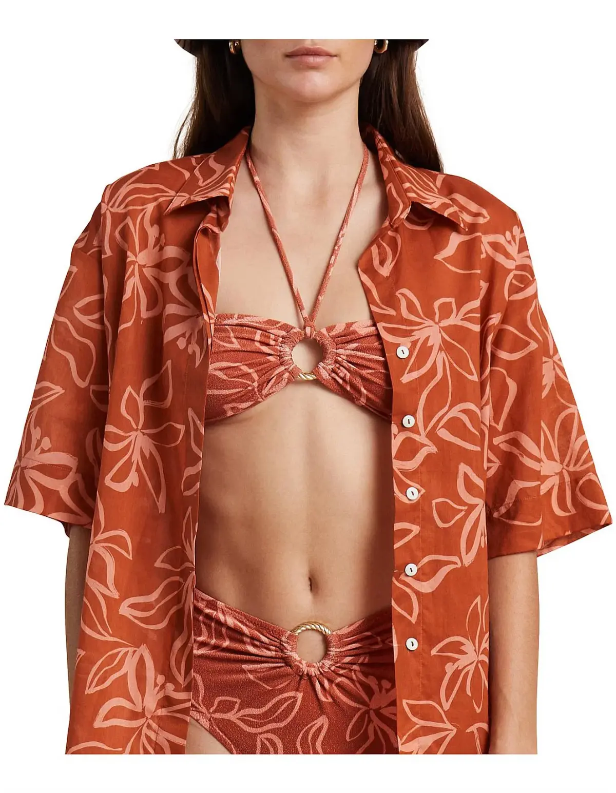Bec & Bridge Aurora Bikini Top Orange Floral Size 8 - Image 2
