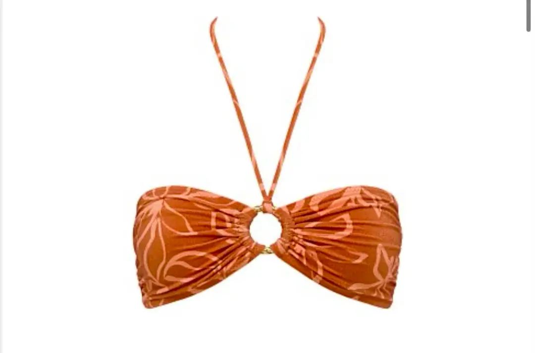 Bec & Bridge Aurora Bikini Top Orange Floral Size 8 for rent on The Volte - main image
