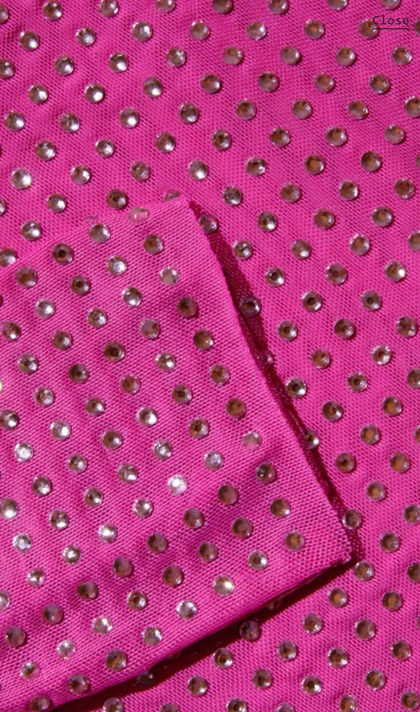 Self Portrait Pink Rhinestone Mesh Midi Dress Size 8 - Image 3