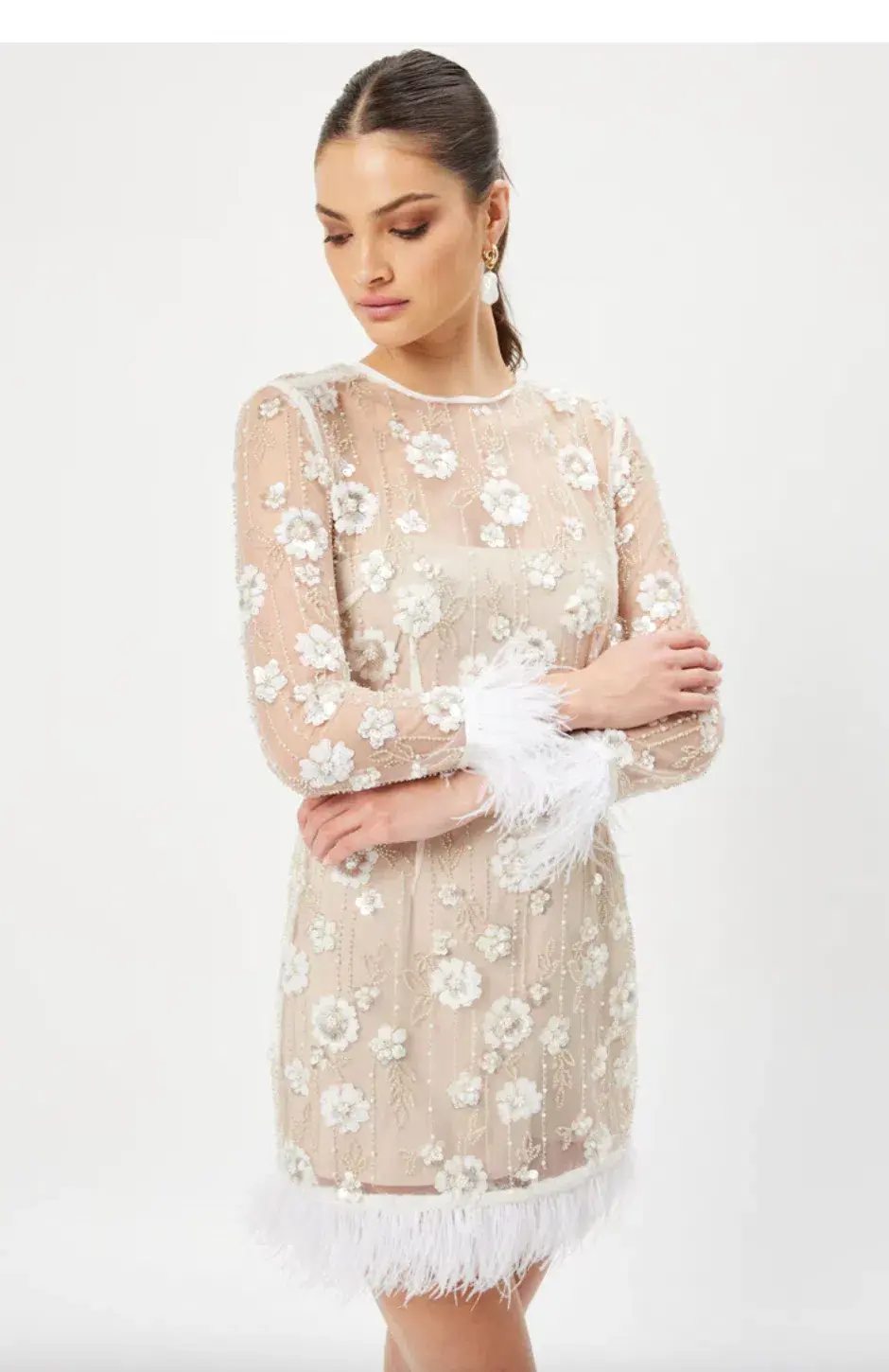 Eliatt Grandis Dress Feather and Applique Size S/AU 8 - Image 3
