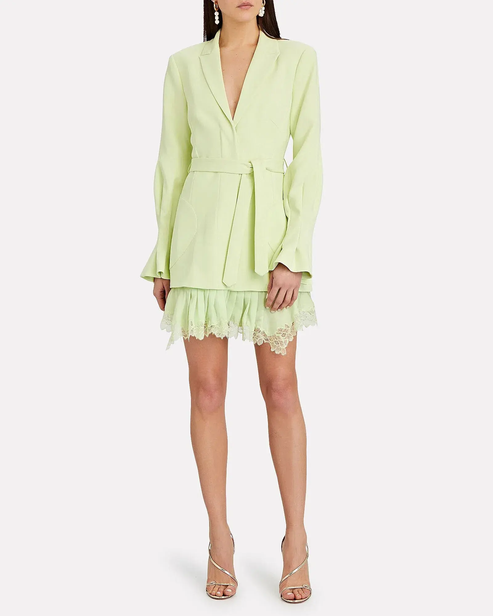 Jonathan Simkhai Victoria Lace Trimmed Blazer Dress Green Size 12 - Image 1