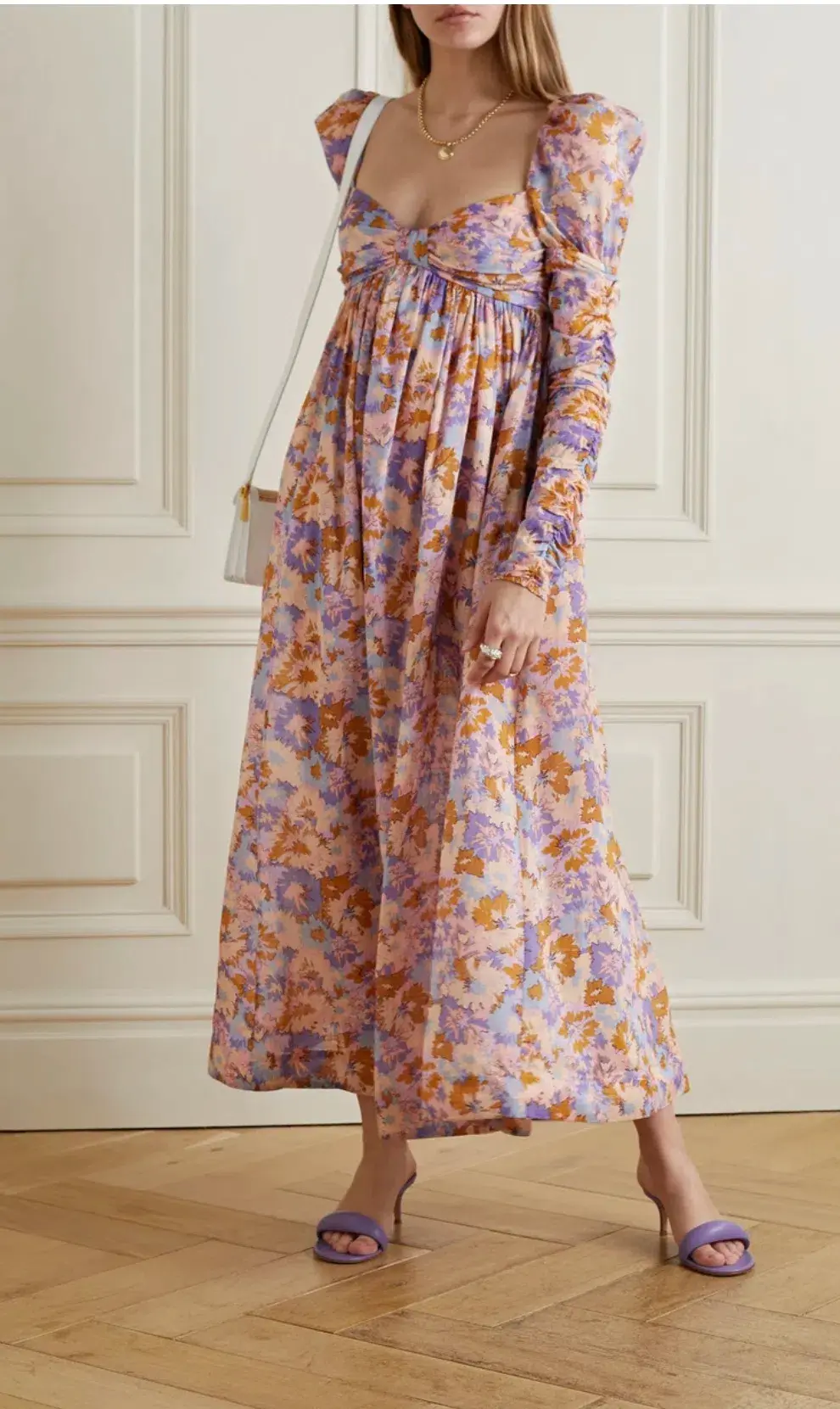 Zimmermann Violet Twist Front Midi Dress Floral Size 4/ Au 16 - Image 2