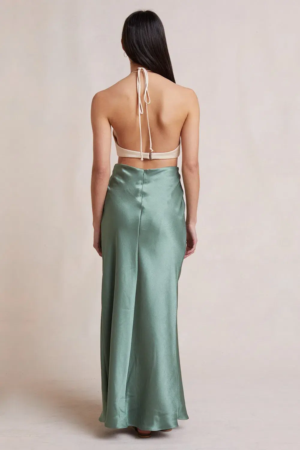 Bec & Bridge Carrie Halter Dress White/Green Size 6 - Image 3