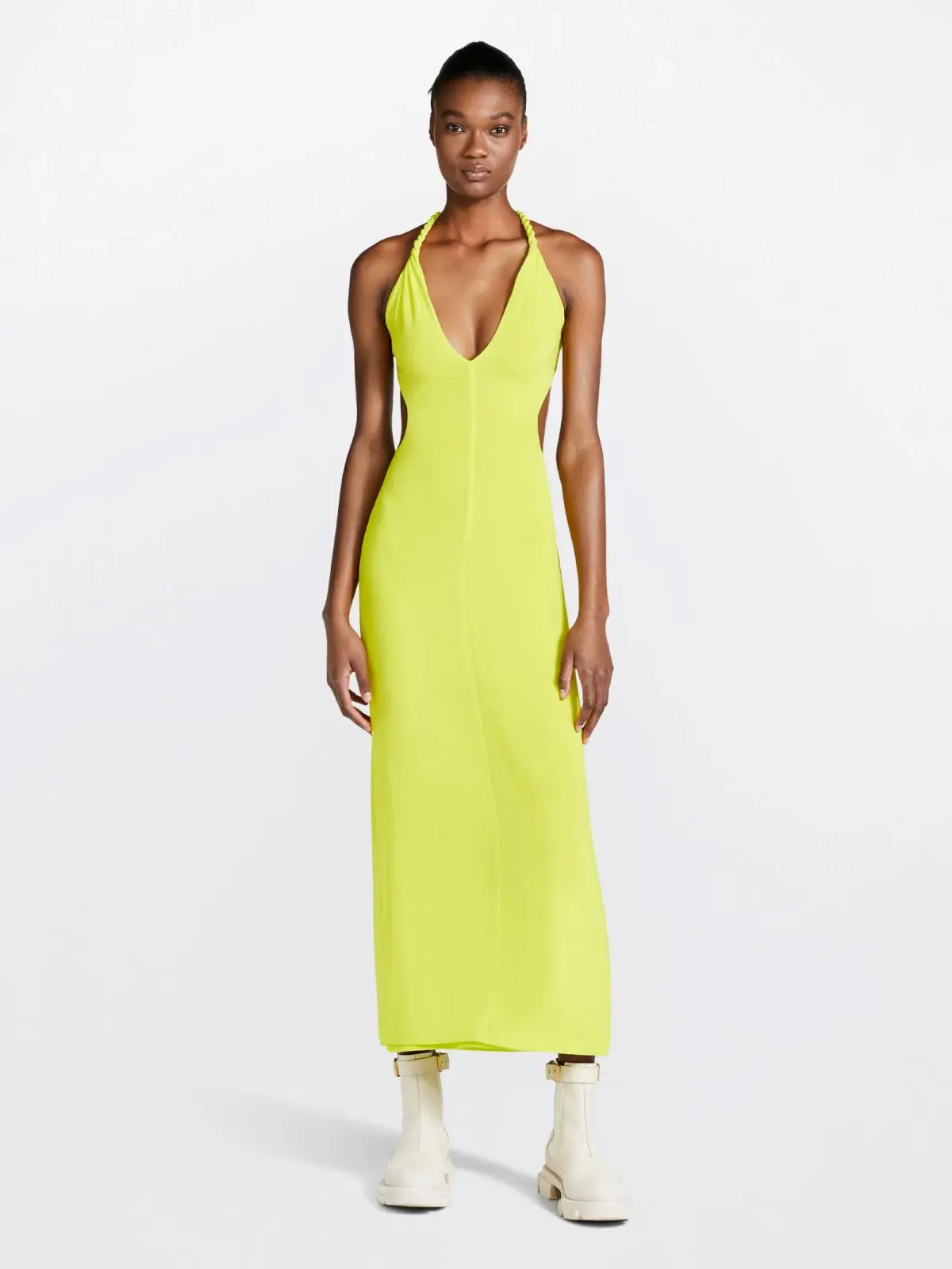 Dion Lee V Neck Rope Dress Yellow Size 8 - Image 1