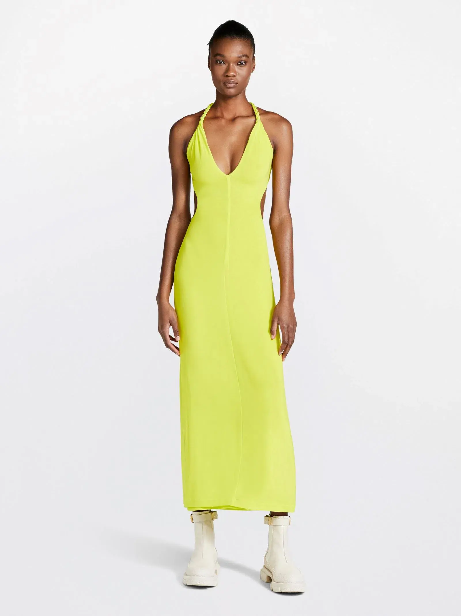 Dion Lee V Neck Rope Dress Yellow Size 8 - Image 1