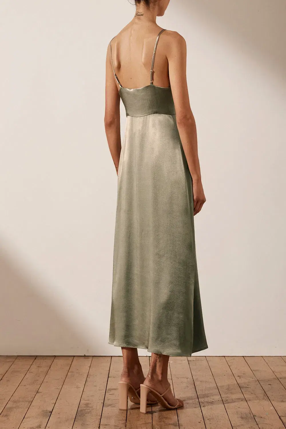 Shona Joy La Lune Cocktail Midi Dress Sage Size 10 - Image 3