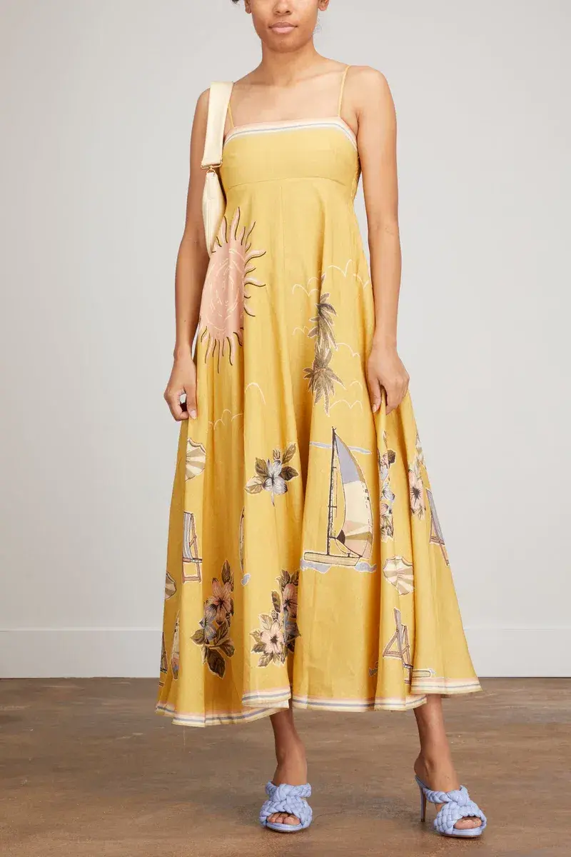 Alemais Sunset Shades Sundress In Sand Yellow Size 6 - Image 1