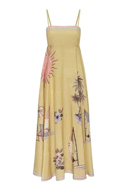 Alemais Sunset Shades Sundress In Sand Yellow Size 6 - Image 3