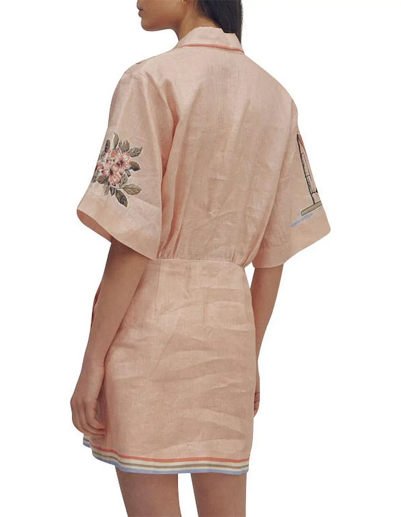 Alemais Marina Mini Shirt Dress Peach Size AU 6 - Image 2