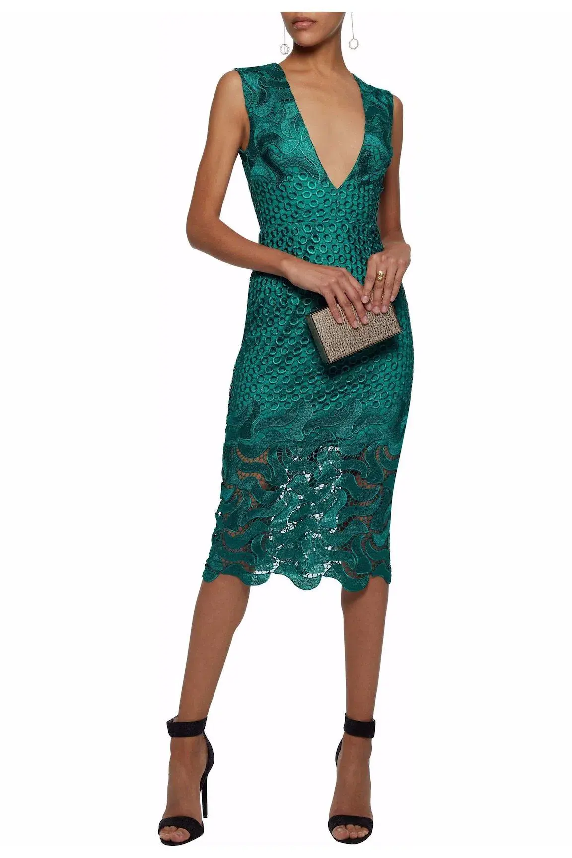 Nicholas Guipure Lace Midi Dress Green Size AU 6  - Image 1