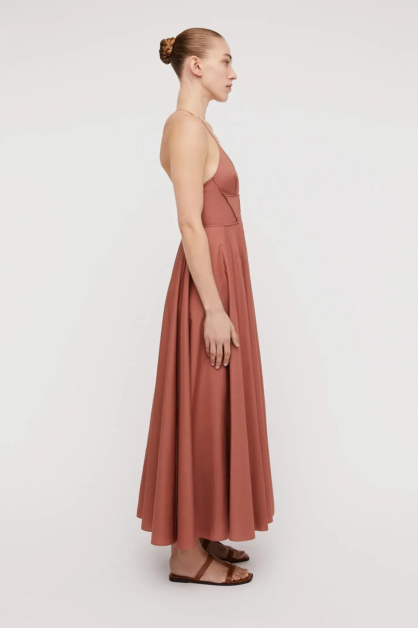 Scanlan Theodore Parachute Cotton Strappy Dress Brown Size AU 8 - Image 3