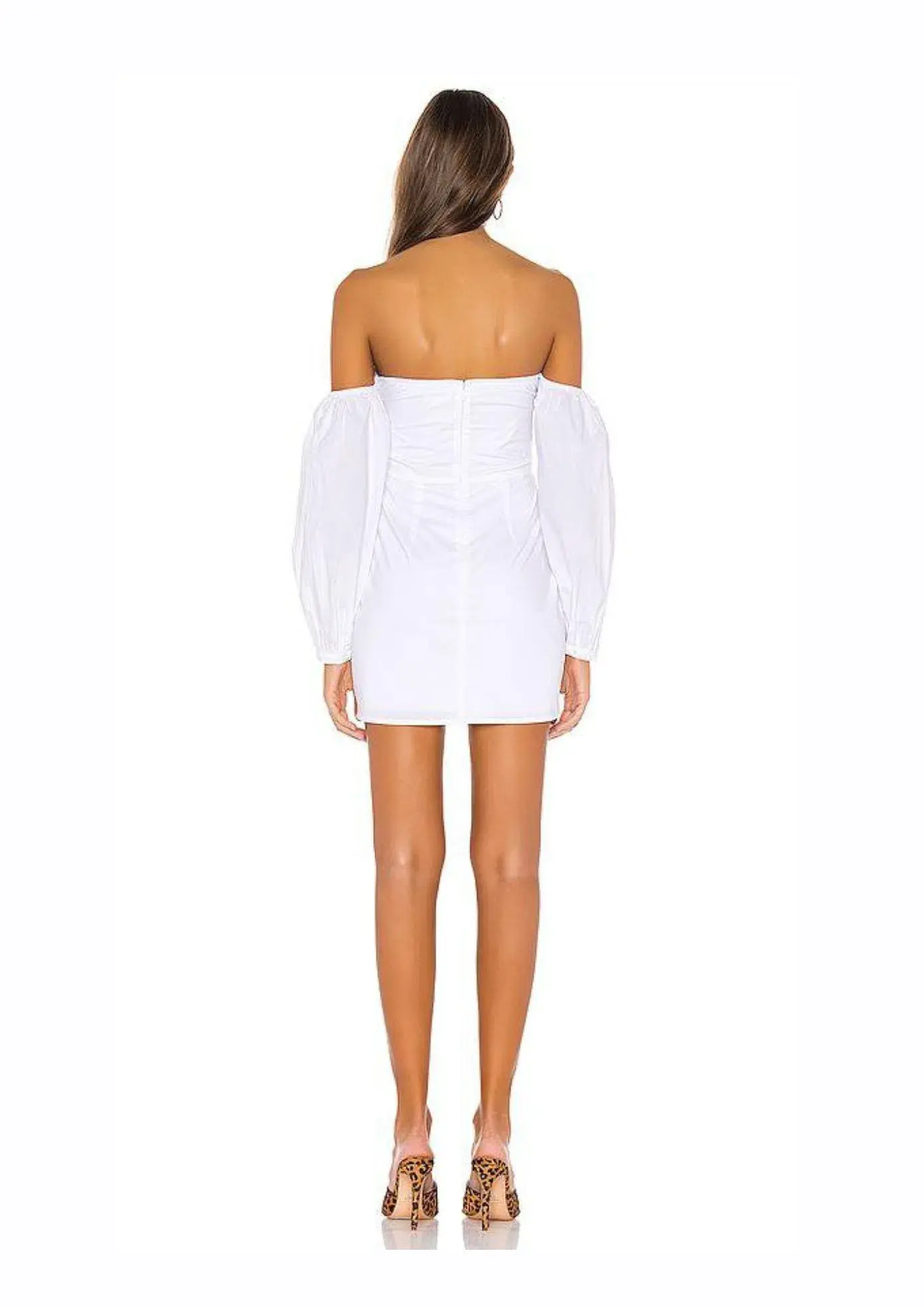 Superdown Flynn Ruched Sleeve Mini Dress White Size AU 8 - Image 2