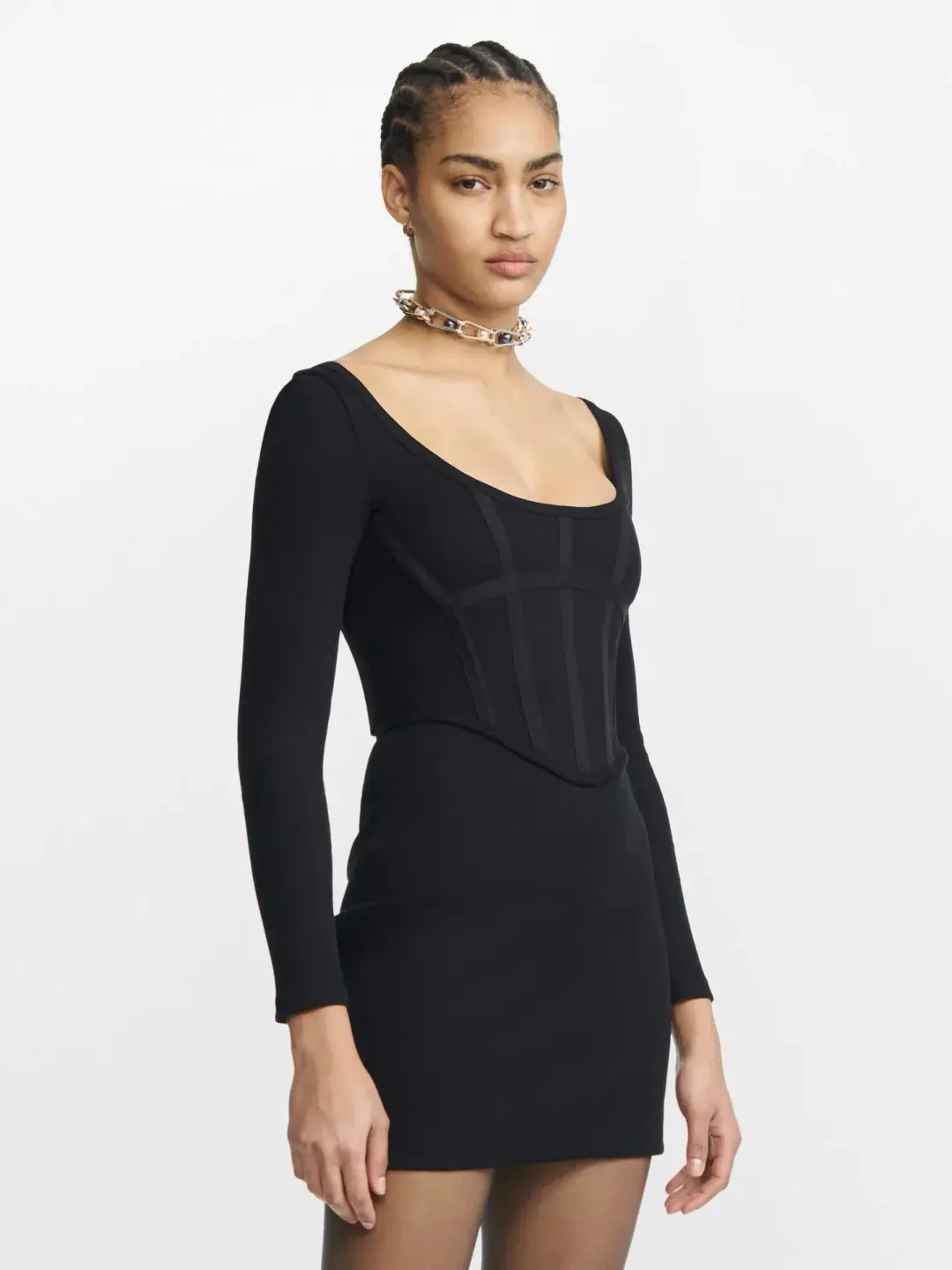 Dion Lee Rib Corset Mini Dress Black Size AU 10 for rent on The Volte - main image