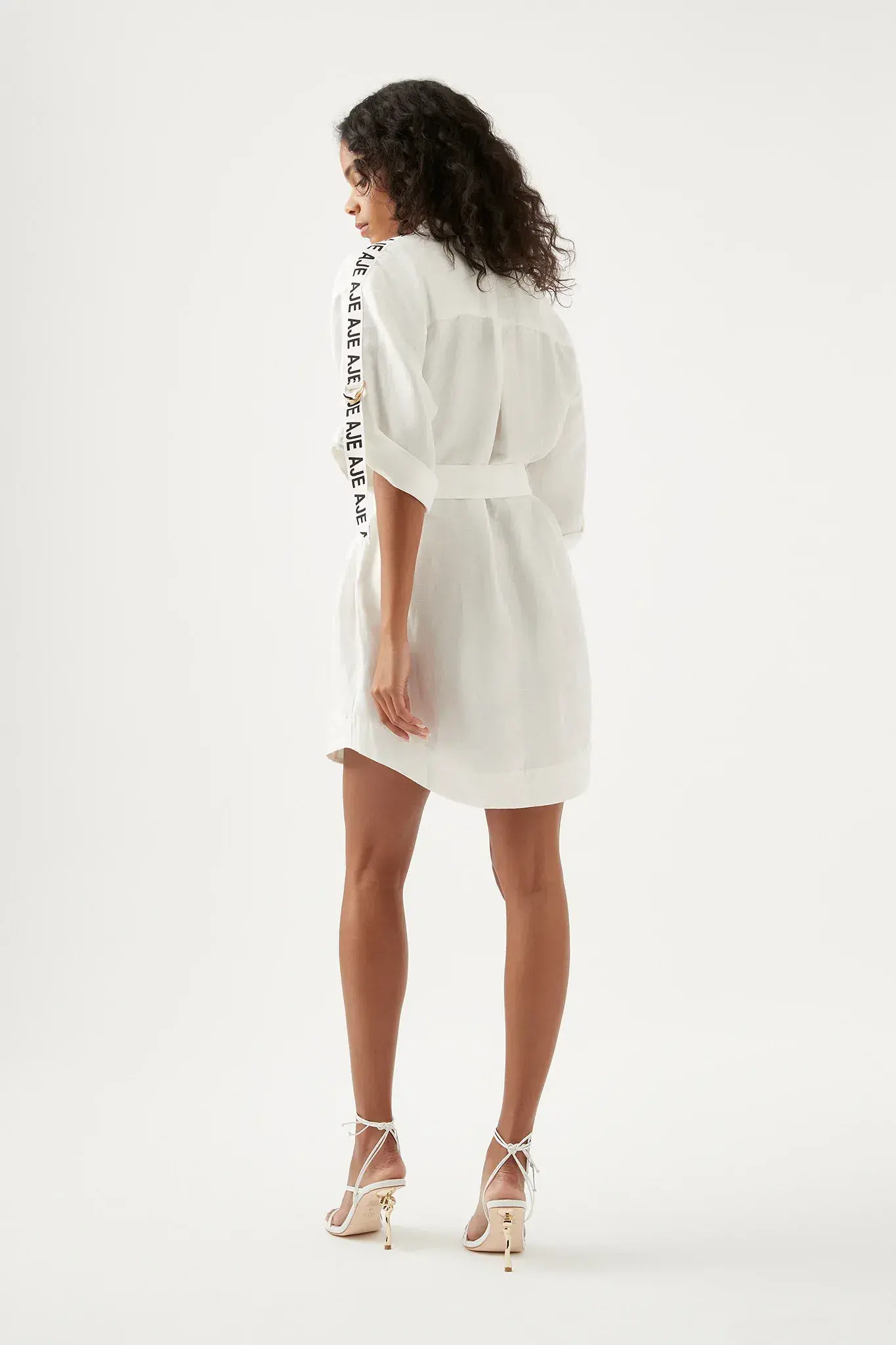 Aje Signal Logo Shirt Mini Dress White Size AU 10 - Image 2