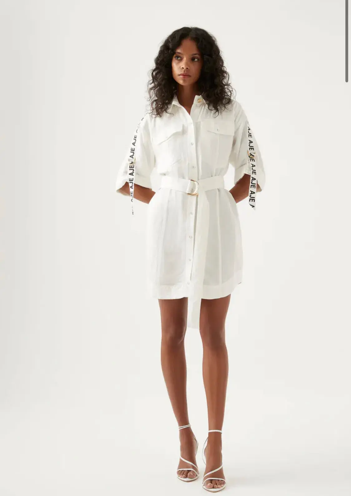 Aje Signal Logo Shirt Mini Dress White Size AU 10 - Image 1