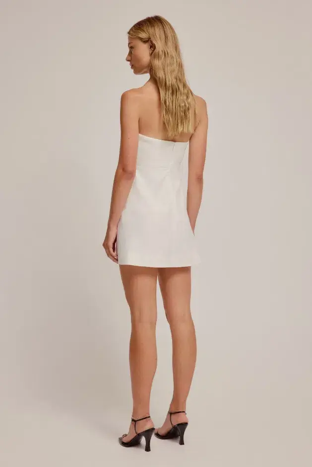 Venroy Linen Strapless Mini Dress White Size AU 8 - Image 3