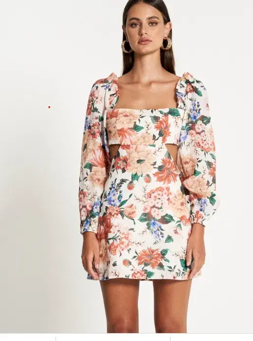 Sofia The Label Goldie Cut Out Mini Dress White Size AU 12 for rent on The Volte - main image